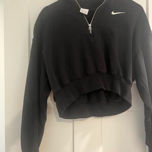 Nike Black Cropped Zippered Hoodie